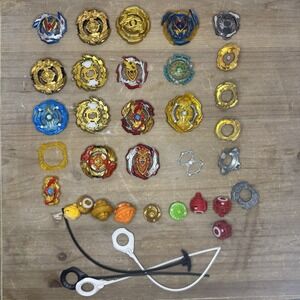 Beyblade Takara Tomy Lot of 12 Tops Accessories Launchers Including Rare & HTF